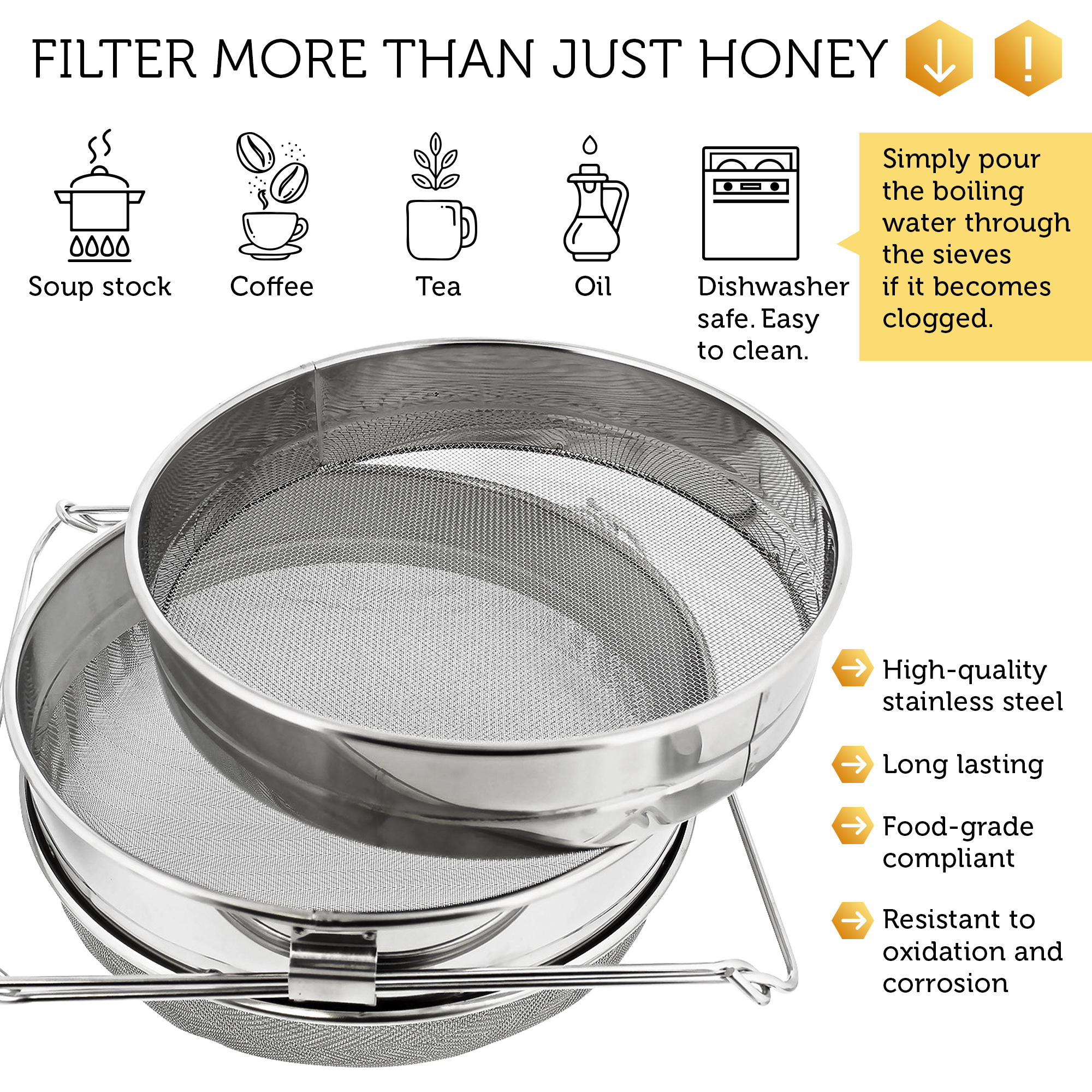 Rural365 Honey Filter, 2pc Honey Extractor Equipment Honey Bucket